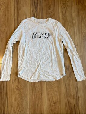 Figs White Crewneck Long Sleeve Tee